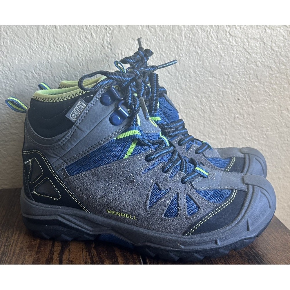 Merrell Capra Mid H2O Kids Unisex Hiking Boots Gray/Blue/Green US 13